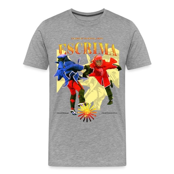 Fightwood Fightwithstyle Escrima Shirt – Premium T-Shirt für Escrima, Kali & Arnis - Hell - Grau meliert