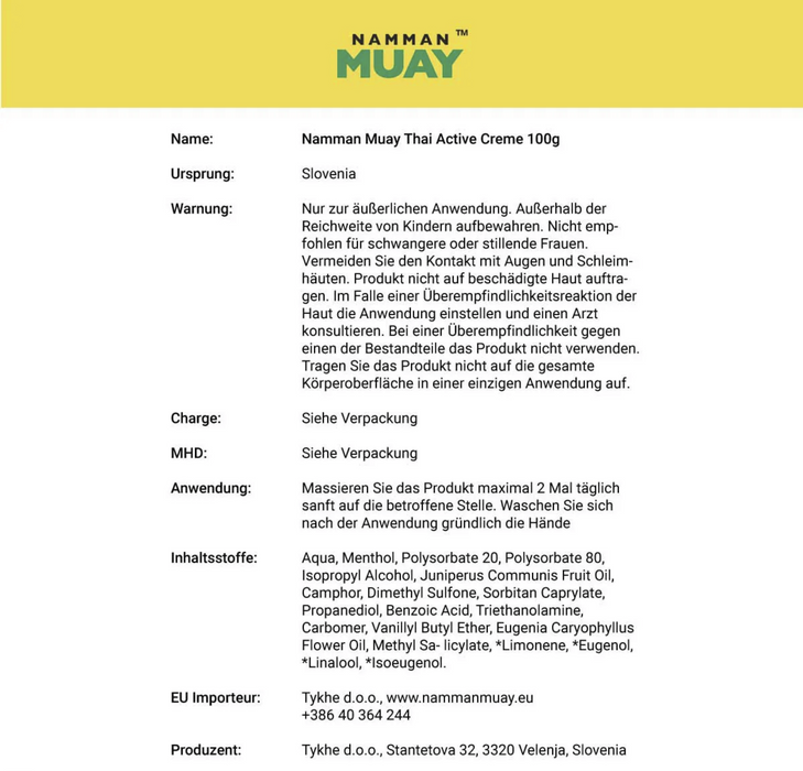 Namman Muay Thai Sport Creme & Salbe