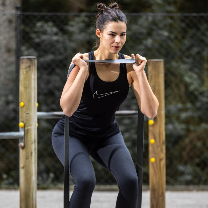 Powerbands 2.0 – Set aus 4 Premium Widerstandsbändern (Silikon, latexfrei) – 100 cm – bis 100 kg Gesamt-Widerstand inkl. Nylon-Beutel