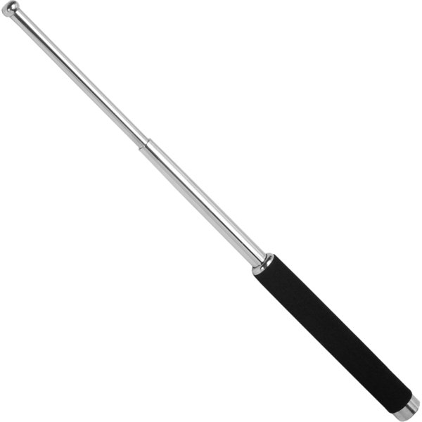 BlackField Telescopic Baton 21" – Silver, Rubber Grip, incl. Nylon Holster