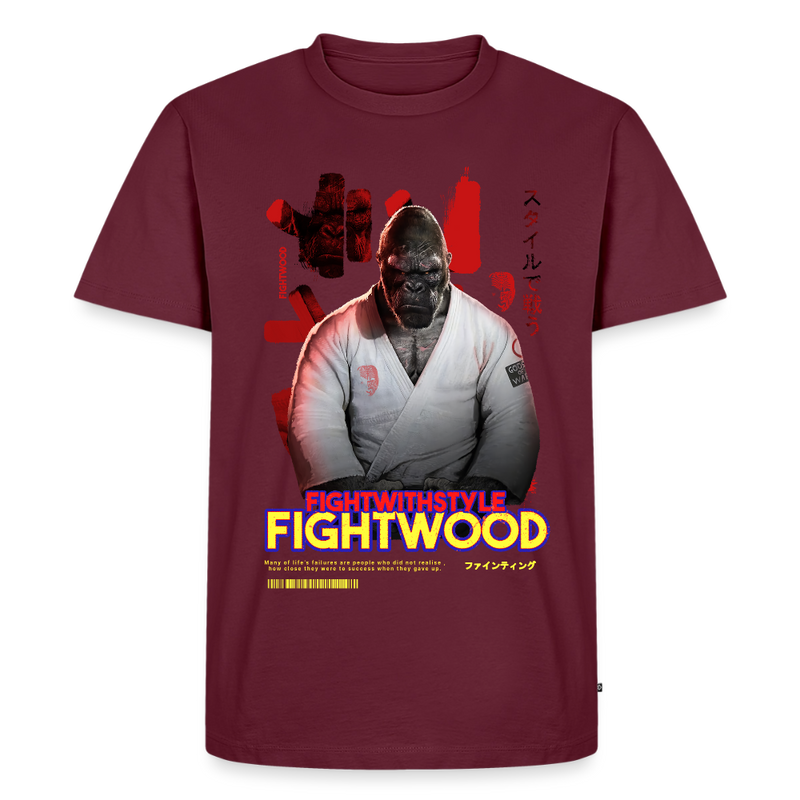 Fightwood Fightwithstyle Gorilla Black Männer Premium T-Shirt - Burgunderrot
