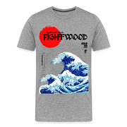 Fightwood® Fightwithstyle Big Waves Premium T-Shirt für Männer – Nachhaltig & Fair - Grau meliert