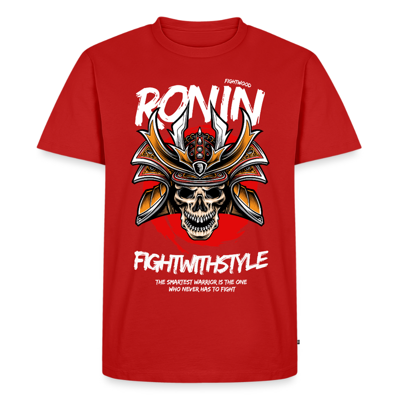 Fightwood Ronin Herren Premium Bio T-Shirt – Organic Cotton Streetwear fürs Training - Rot