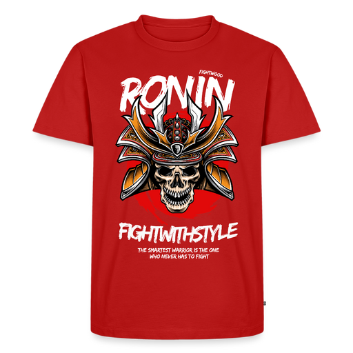 Fightwood Ronin Herren Premium Bio T-Shirt – Organic Cotton Streetwear fürs Training - Rot