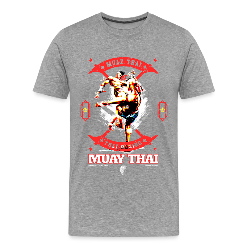 Fightwood Fightwithstyle Muay Thai - Männer Premium T-Shirt - Grau meliert