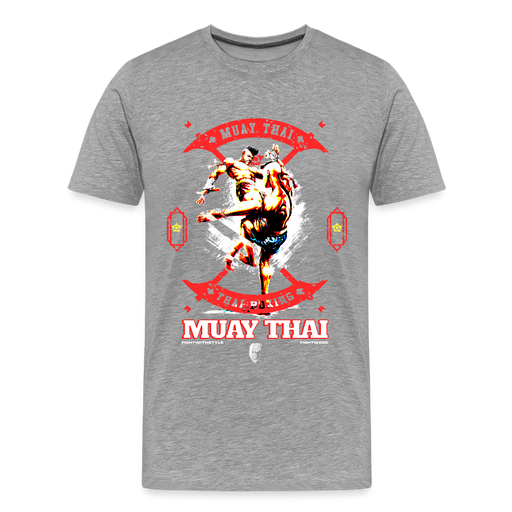 Fightwood Fightwithstyle Muay Thai - Männer Premium T-Shirt - Grau meliert