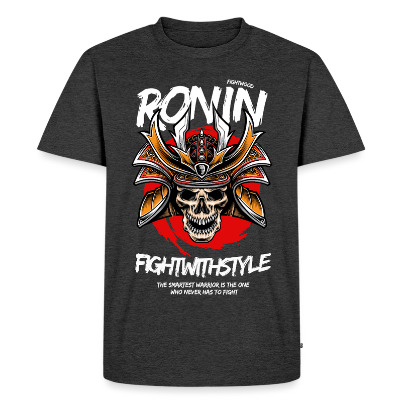 Fightwood Ronin Herren Premium Bio T-Shirt – Organic Cotton Streetwear fürs Training - Anthrazit meliert