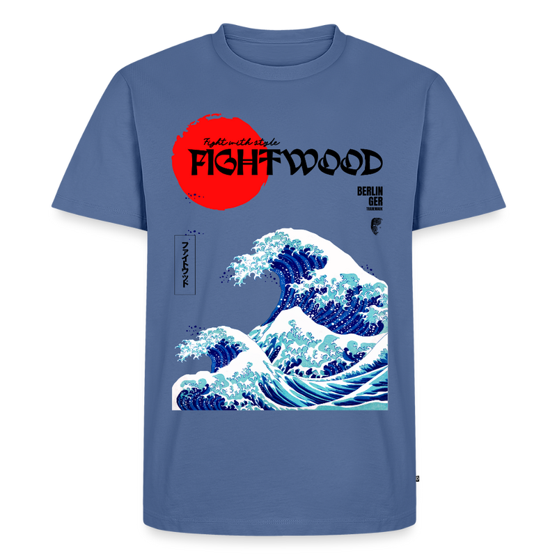 Fightwood® Fightwithstyle Big Waves Premium T-Shirt für Männer – Nachhaltig & Fair - Taubenblau