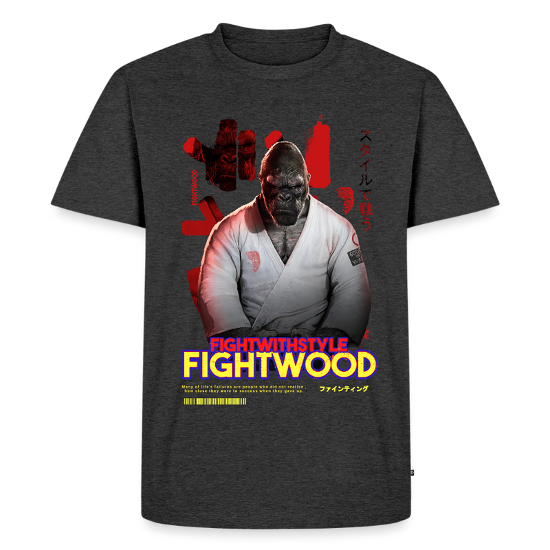 Fightwood Fightwithstyle Gorilla Black Männer Premium T-Shirt - Anthrazit meliert