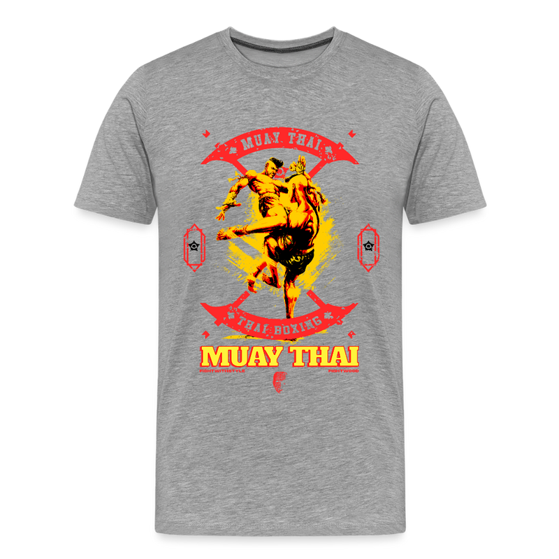 Fightwood Fightwithstyle Muay Thai - Männer Premium T-Shirt - Grau meliert