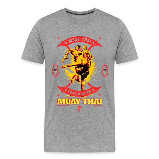 Fightwood Fightwithstyle Muay Thai - Männer Premium T-Shirt - Grau meliert