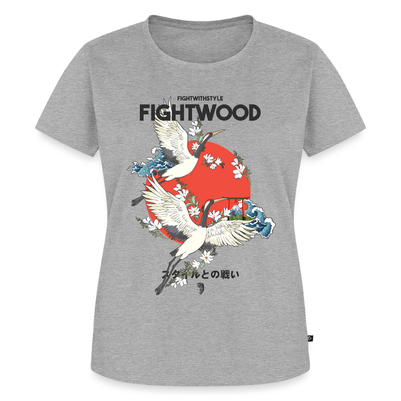 Fightwood Fightwithstyle Cranes - Frauen Premium T-Shirt - Grau meliert