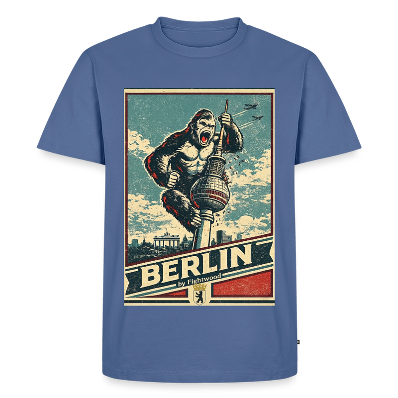 Fightwood Gorilla in Berlin - Premium männer T-Shirt - Taubenblau