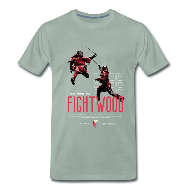 Fightwood Escrima-Kali-Arnis Männer Premium T-Shirt - Graugrün