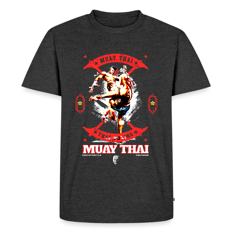 Fightwood Fightwithstyle Muay Thai - Männer Premium T-Shirt - Anthrazit meliert