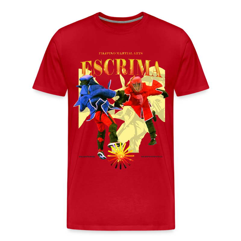 Fightwood Fightwithstyle Escrima Shirt – Premium T-Shirt für Escrima, Kali & Arnis - Hell - Rot