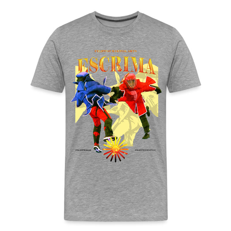 Fightwood Fightwithstyle Escrima Shirt – Premium T-Shirt für Escrima, Kali & Arnis - Hell - Grau meliert