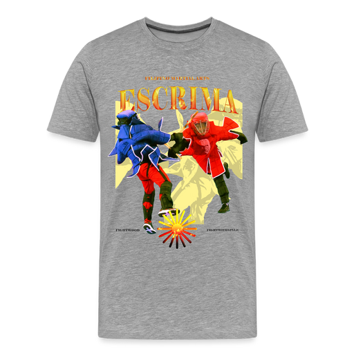 Fightwood Fightwithstyle Escrima Shirt – Premium T-Shirt für Escrima, Kali & Arnis - Hell - Grau meliert