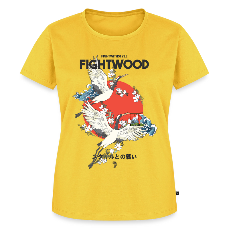 Fightwood Fightwithstyle Cranes - Frauen Premium T-Shirt - Sonnengelb