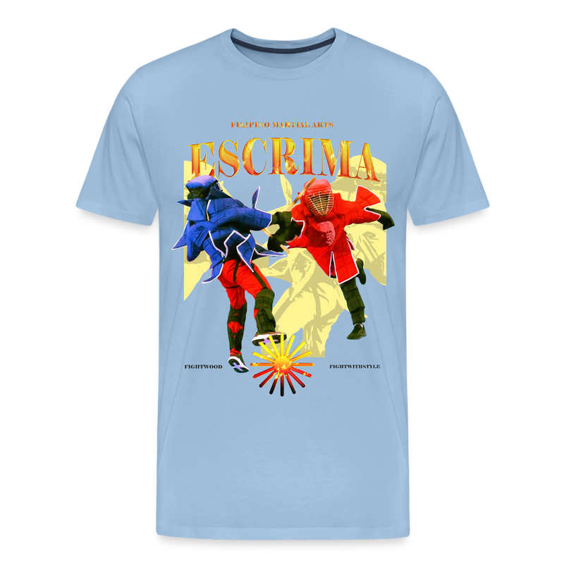 Fightwood Fightwithstyle Escrima Shirt – Premium T-Shirt für Escrima, Kali & Arnis - Hell - Sky