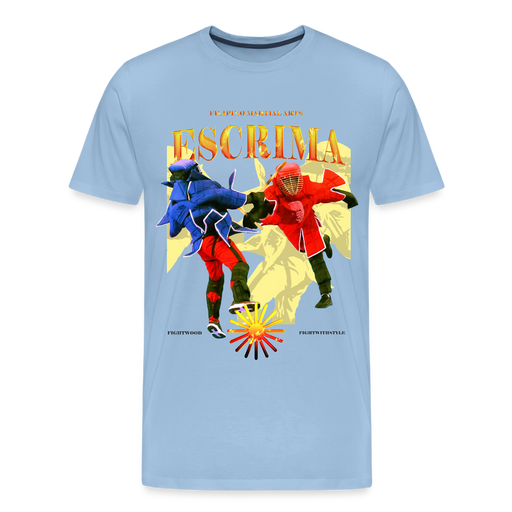 Fightwood Fightwithstyle Escrima Shirt – Premium T-Shirt für Escrima, Kali & Arnis - Hell - Sky
