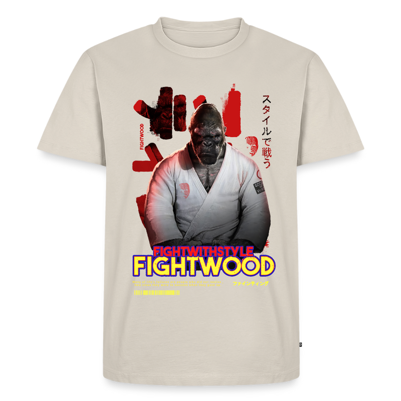 Fightwood Fightwithstyle Gorilla Black Männer Premium T-Shirt - Beige