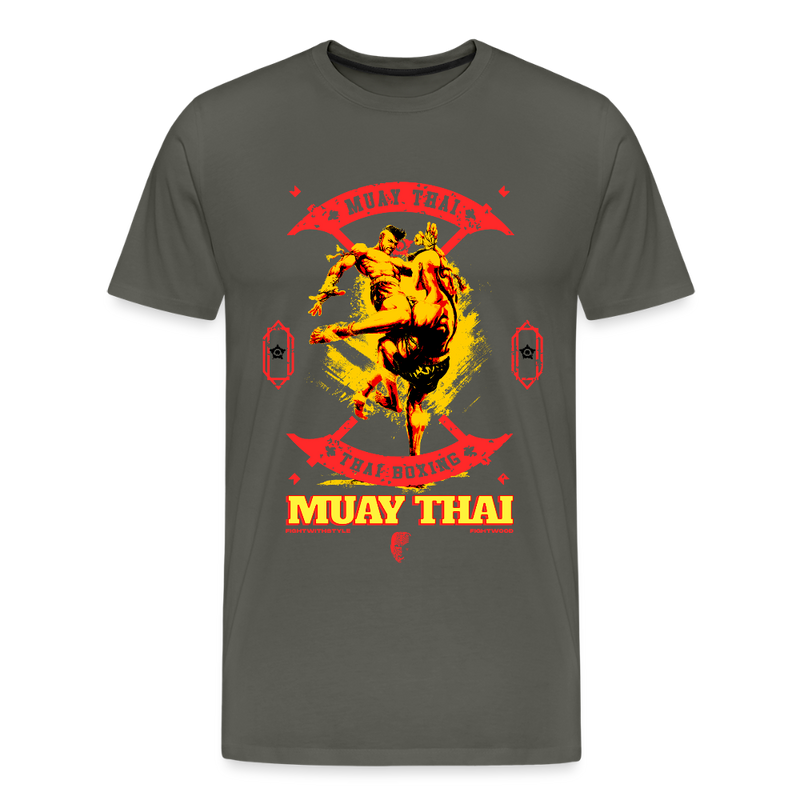 Fightwood Fightwithstyle Muay Thai - Männer Premium T-Shirt - Asphalt