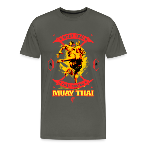 Fightwood Fightwithstyle Muay Thai - Männer Premium T-Shirt - Asphalt