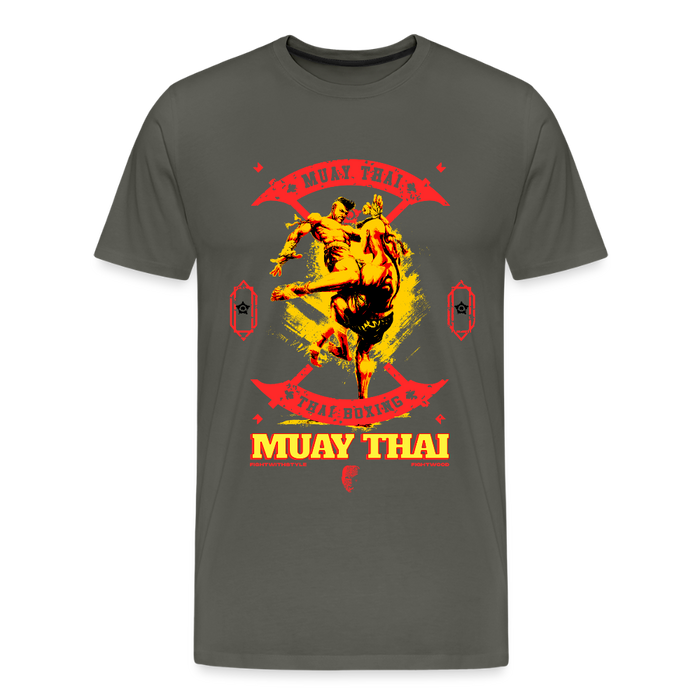 Fightwood Fightwithstyle Muay Thai - Männer Premium T-Shirt - Asphalt