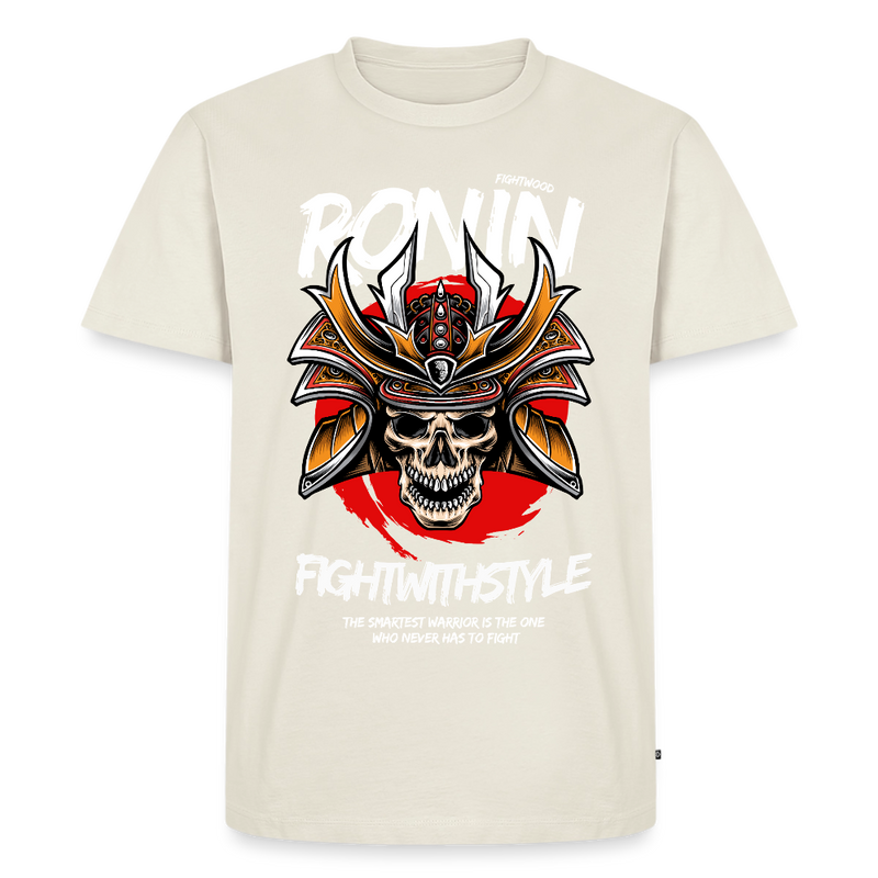Fightwood Ronin Herren Premium Bio T-Shirt – Organic Cotton Streetwear fürs Training - Naturweiß