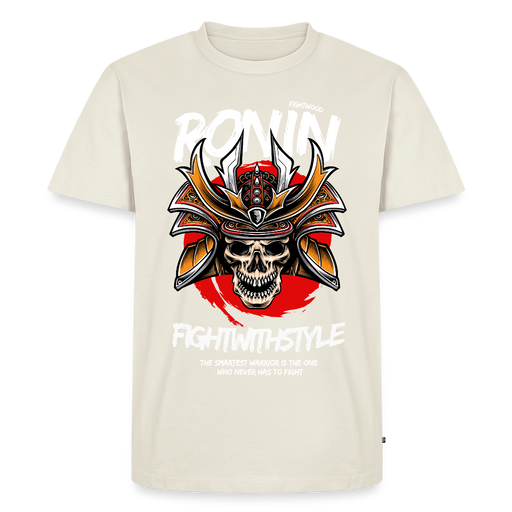 Fightwood Ronin Herren Premium Bio T-Shirt – Organic Cotton Streetwear fürs Training - Naturweiß