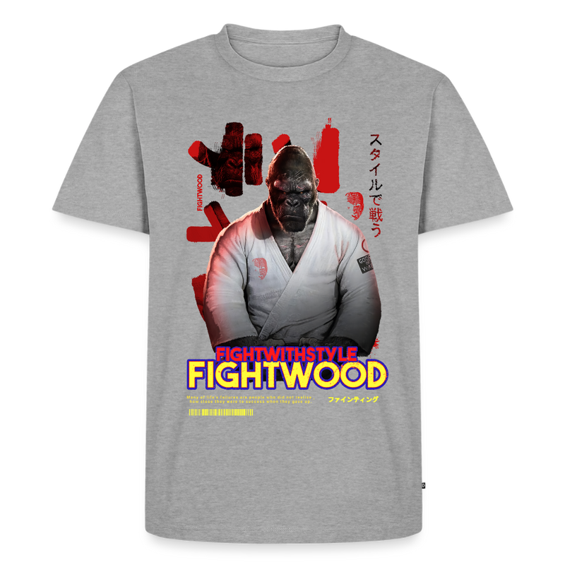 Fightwood Fightwithstyle Gorilla Black Männer Premium T-Shirt - Grau meliert