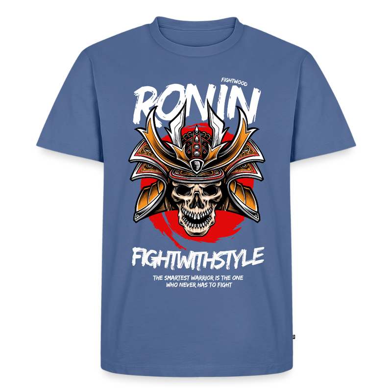 Fightwood Ronin Herren Premium Bio T-Shirt – Organic Cotton Streetwear fürs Training - Taubenblau