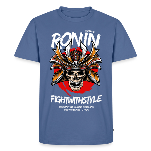 Fightwood Ronin Herren Premium Bio T-Shirt – Organic Cotton Streetwear fürs Training - Taubenblau