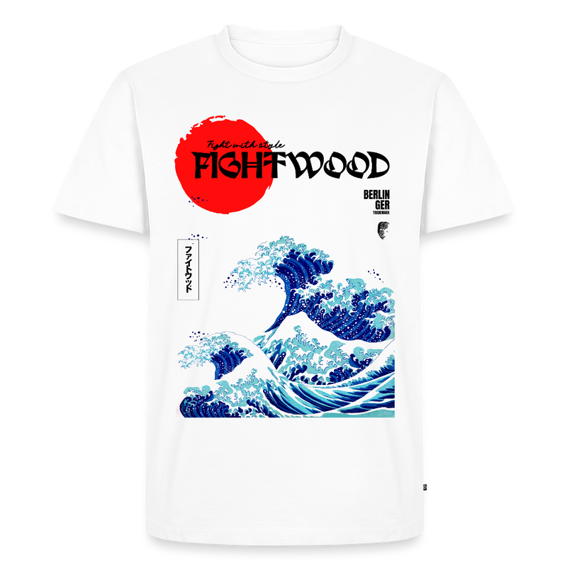 Fightwood® Fightwithstyle Big Waves Premium T-Shirt für Männer – Nachhaltig & Fair - Weiß