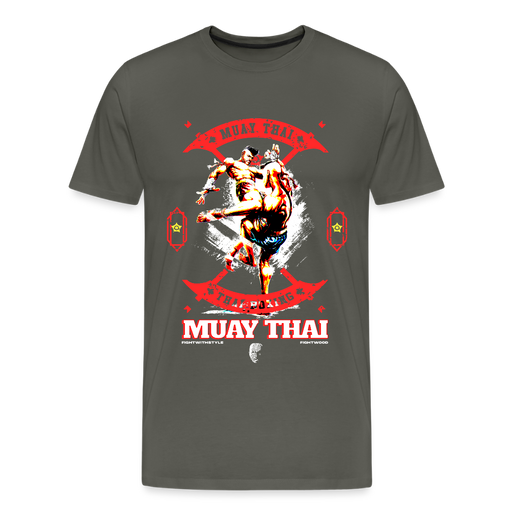 Fightwood Fightwithstyle Muay Thai - Männer Premium T-Shirt - Asphalt