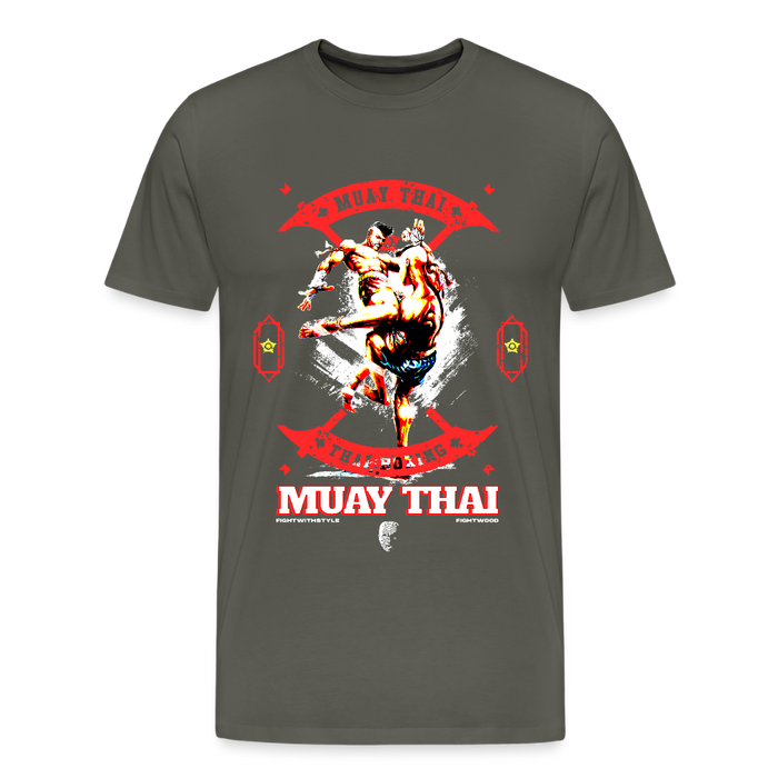 Fightwood Fightwithstyle Muay Thai - Männer Premium T-Shirt - Asphalt