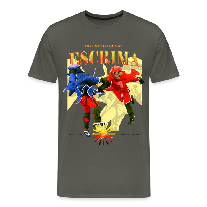 Fightwood Fightwithstyle Escrima Shirt – Premium T-Shirt für Escrima, Kali & Arnis - Hell - Asphalt