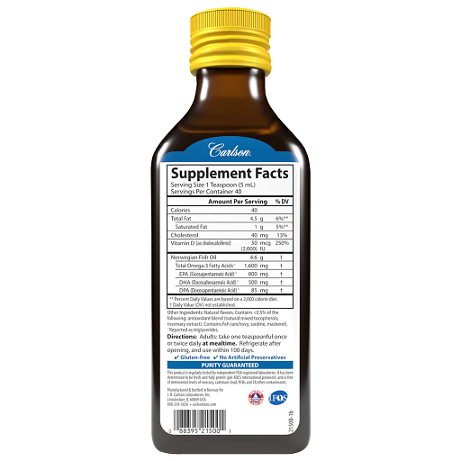 Carlson Labs The Very Finest Fish Oil - 200ml - Produktbild 2