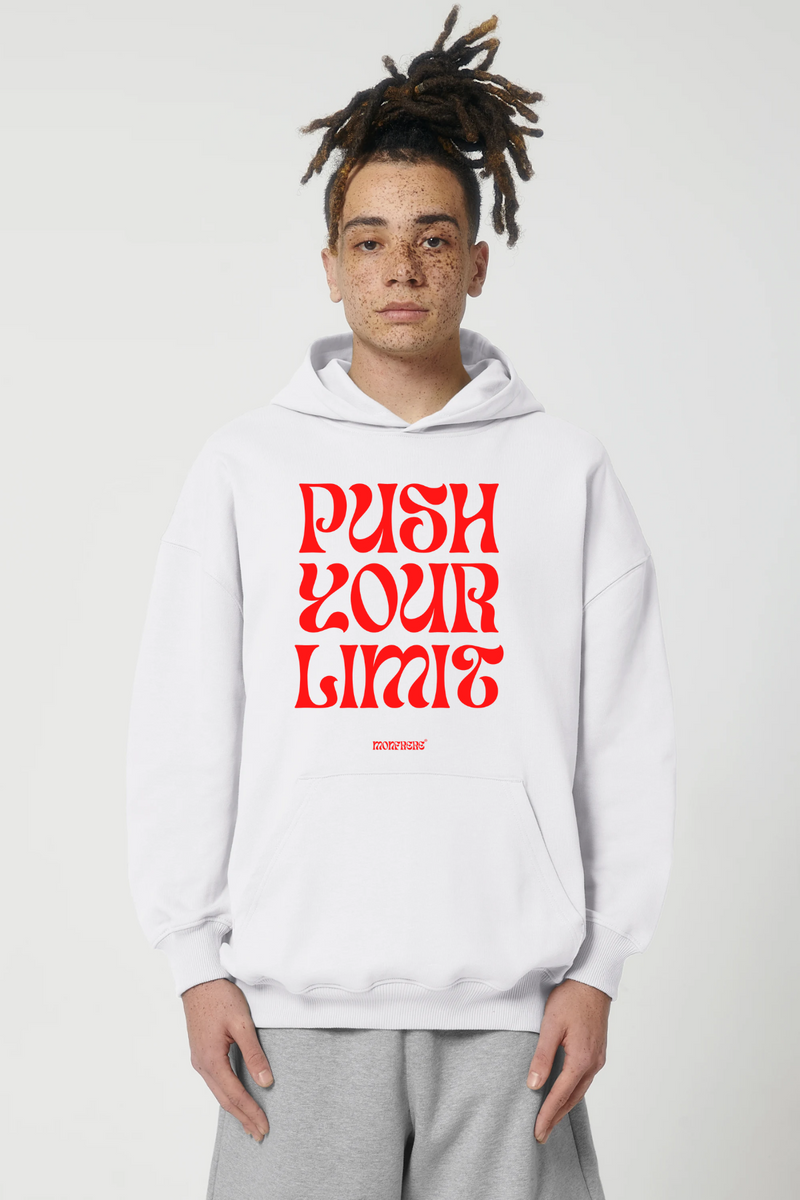 PUSHYOURLIMIT Unisex Hoodie – Boxy Fit aus Bio-Baumwolle (100%)