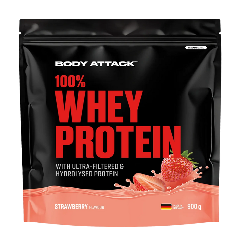 Body Attack 100% Whey Protein 900g Strawberry - Produktbild