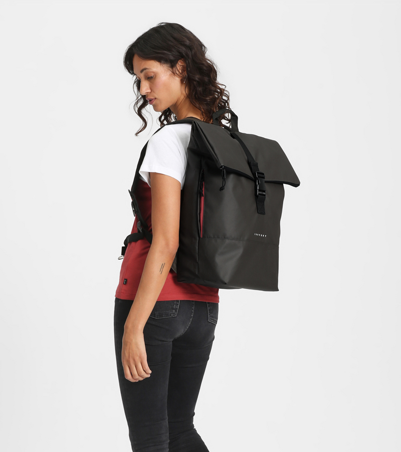 Forvert Tarp Lorenz Rucksack Black | 20 l Tagesrucksack mit Rolltop, Reißverschlussfach und verstellbaren Schultergurten