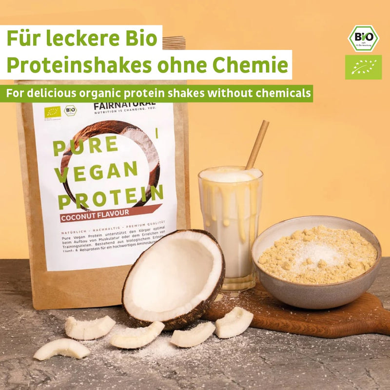 Bio Veganes Proteinpulver Kokosnuss (ohne Soja) – 600 g | mit Dattelpulver | Fairnatural