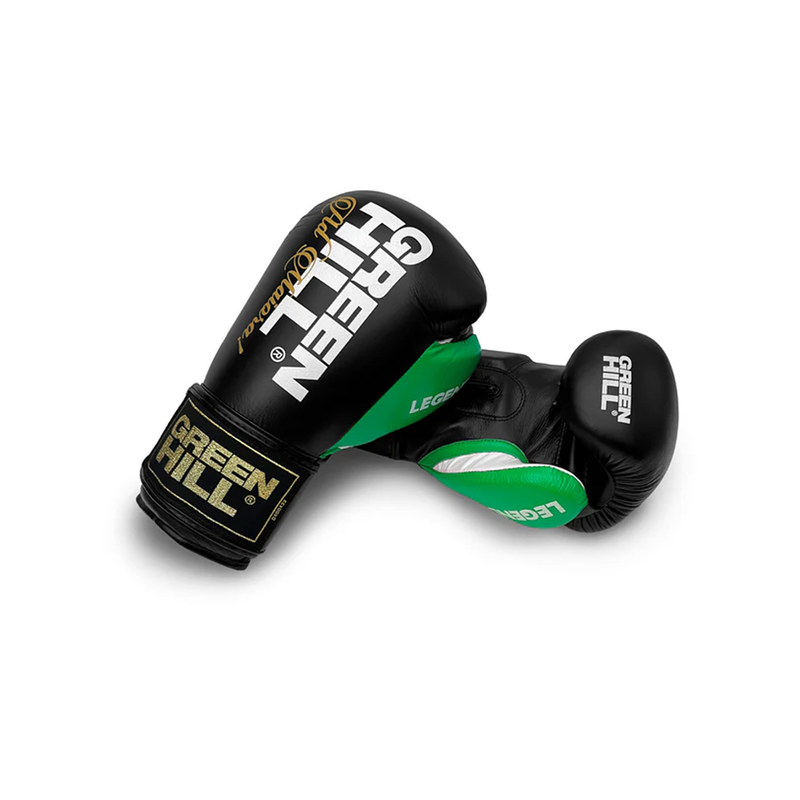 Guantes de boxeo de cuero Green Hill LEGEND BLACK Edition con protección articular
