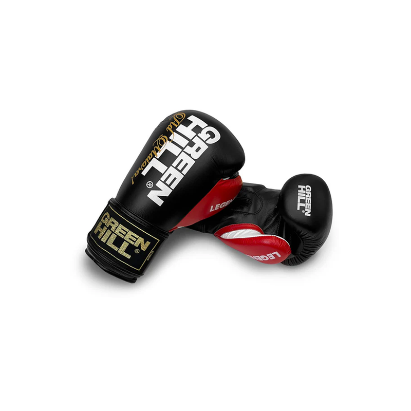Guantes de boxeo de cuero Green Hill LEGEND BLACK Edition con protección articular