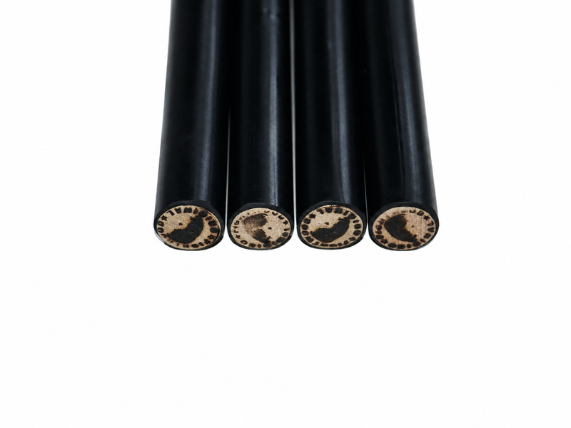 Fightwood Premium Phantom Shortstick Set 4 Stück – handgefertigte Rattan Trainingsstöcke mit schwarzer Gummischicht