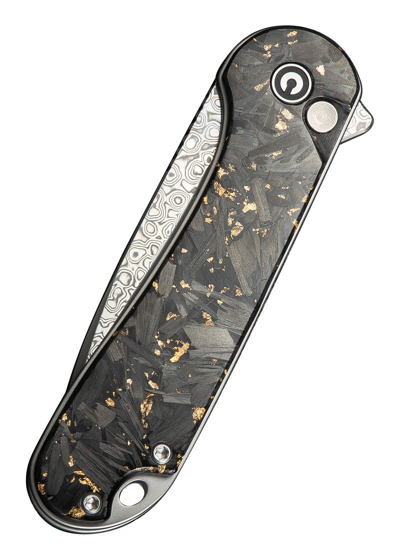 CIVIVI Elementum II Button Lock Damascus Carbon Fiber C18062P-10
