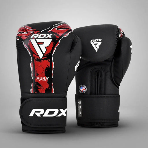 Alt-Text: RDX F-17 Aura Plus Boxhandschuhe mit Doppelverschluss in der Vorderansicht