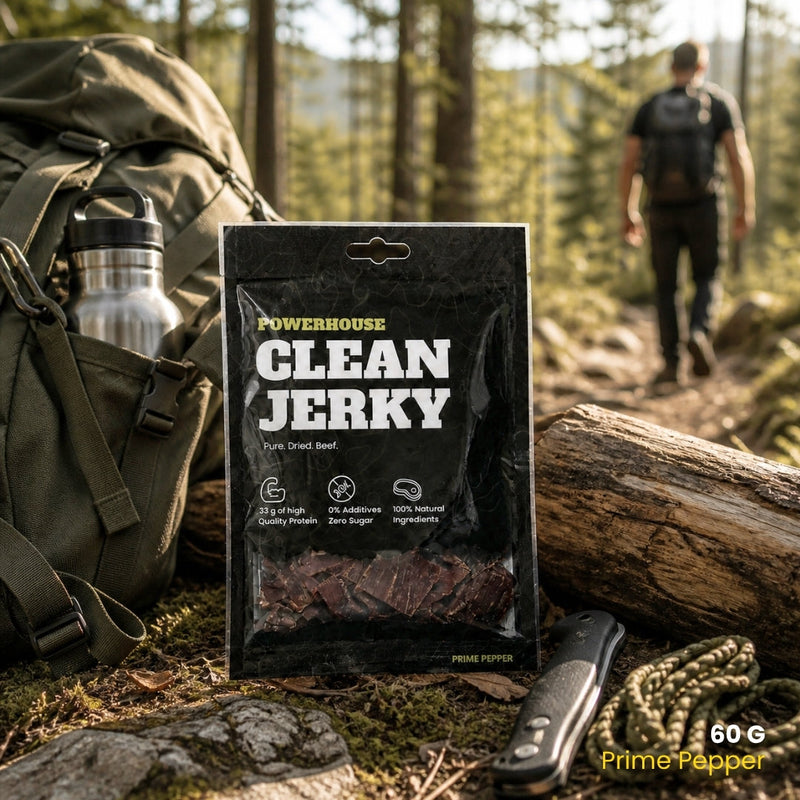 Powerhouse Clean Jerky PRIME PEPPER 60 g – Beef Jerky mit 33 g Protein