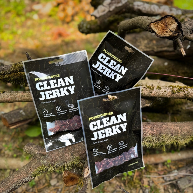 Powerhouse Clean Jerky PRIME PEPPER 60 g – Beef Jerky mit 33 g Protein
